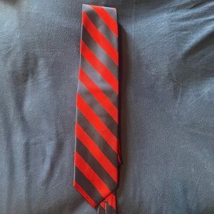 J. Crew • men's red navy striped silk tie